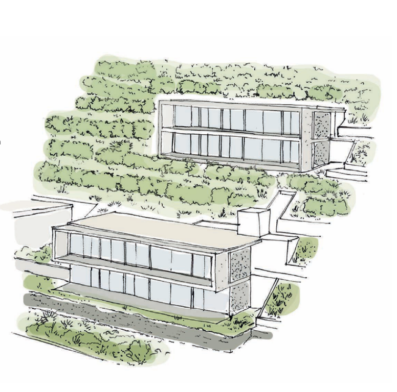 Architektur-Skizze eines modernen Hauses